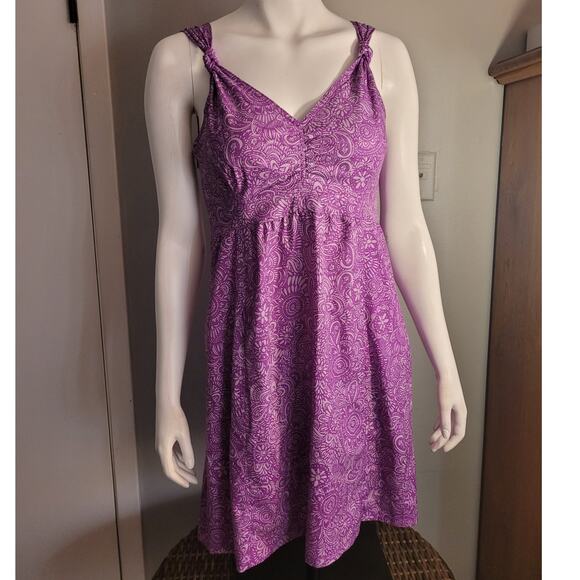 Athleta 553303 Nearly Knotical Purple Floral Paisley Active Dress Size 8 Camping - Picture 1 of 11